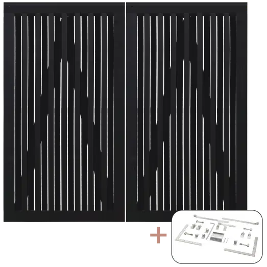 Plus Nagano dobbeltlåge inkl. beslag 200 cm sort