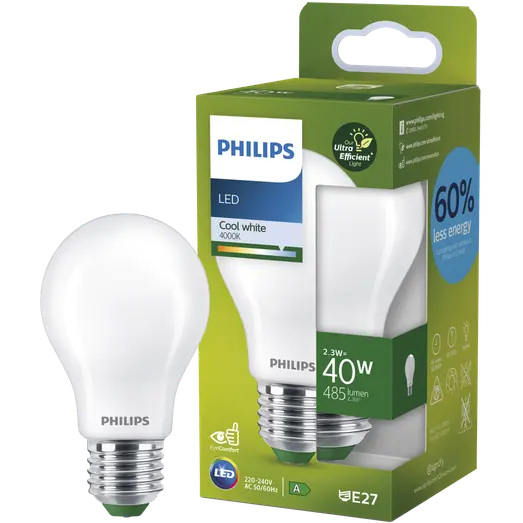 Philips filament pære E27 varm hvid 4-60W