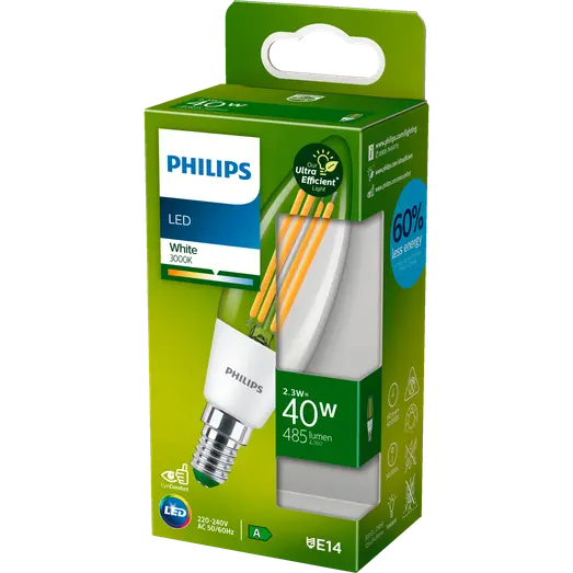 Philips Ultra Efficient LED pære 40W A-klasse, E14