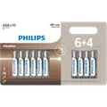 Philips Alkaline LR03/AAA batteri 6+4 stk.