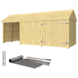 Plus Classic Multi Havehus 14,5 m² 3 moduler m/dobbeltdør og åben/lukket front inkl. tagpap/alulister/H-stolpefødder