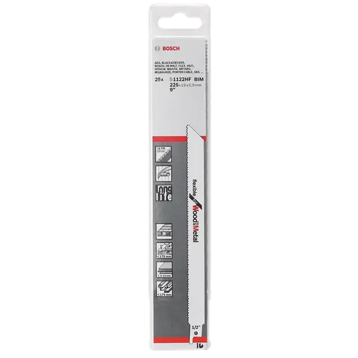 Bosch S 1122 HF bajonetsavklinge flexible metal 225 mm 25 stk