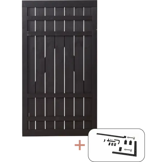 PLUS Rustik enkeltlåge 100×180 cm sort inkl. sort beslag