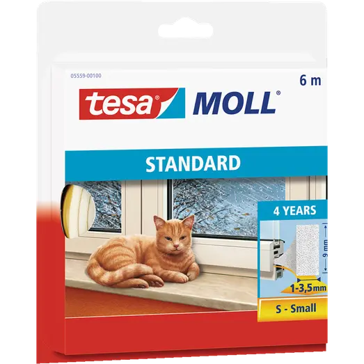 Tesamoll® Standard I-profil skumliste t/vinduer og døre hvid 9 mm x 6 m