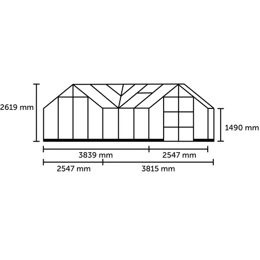 Halls ICON Gardenhouse 8 13 m² sort m/3 mm hærdet glas og fundament