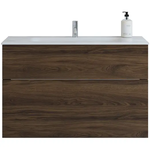 Scanbad Delta vaskeskab m/Dewy håndvask 100cm brun eg