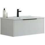 Scanbad NOW vaskeskab m/én skuffe 33,8x45,5 mat sand stribet front