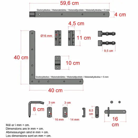 PLUS Klink enkeltlåge inkl. beslag 100×163 cm