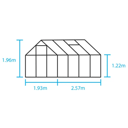 Halls Popular 86 drivhus sort med hærdet glas 5,0 m²