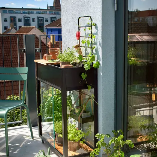 Juliana Urban Vertical minidrivhus sort med hærdet glas