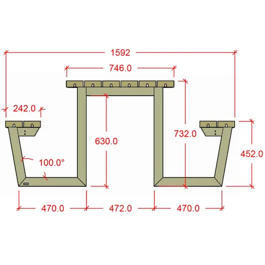 Plus Wega bord/bænkesæt 177 cm