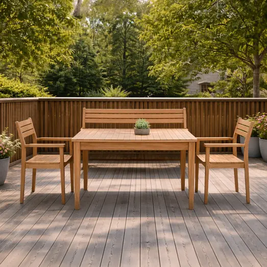 Dublin havemøbelsæt med bord Ø100 cm og 2 Dublin stole og 1 bænk