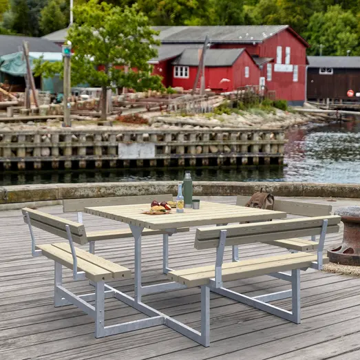 Plus Picnic bord/bænkesæt med 4 ryglæn 224 cm