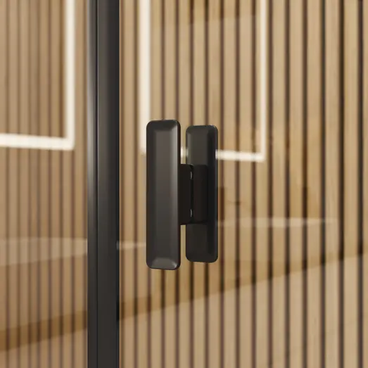 Scanbad brusevæg D 99x197,8cm mat sort/klart glas