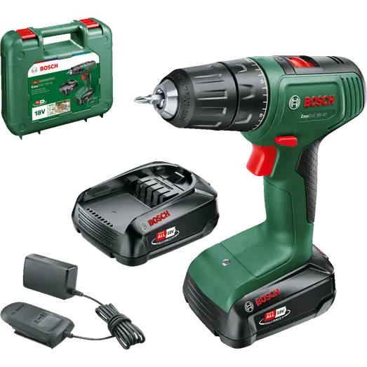 Bosch Easy Drill 18V-40 bore-/skruemaskine 2x2.0 Ah batteri og lader