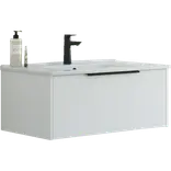 Scanbad NOW vaskeskab m/én skuffe 33,8x45,5 mat hvid stribet front