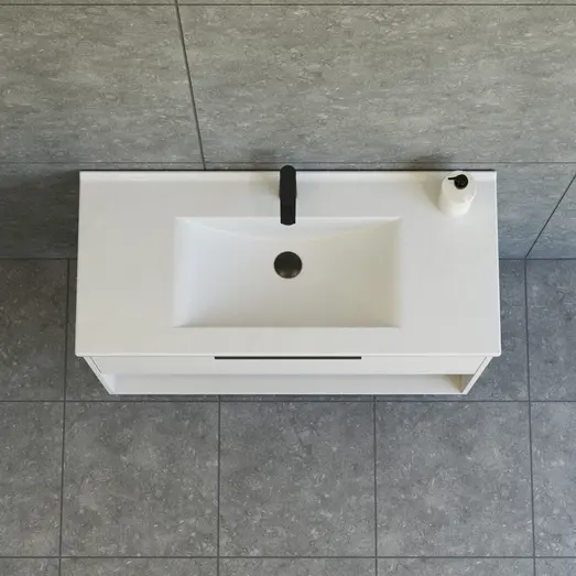 Scanbad NOW vaskeskab m/én skuffe og åbent rum 65,8x45,5 mat sand glat front