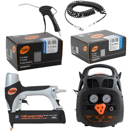 Tjep kompressorsæt med kompressor og dykkerpistol