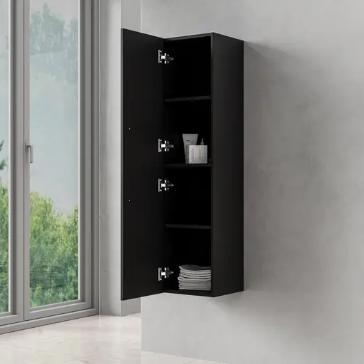 Milano højskab sort 1 låge 3 hylder 120x30x28 cm    