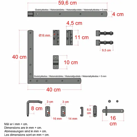 PLUS Vinesse enkeltlåge 100×98 cm sort inkl. sort beslag