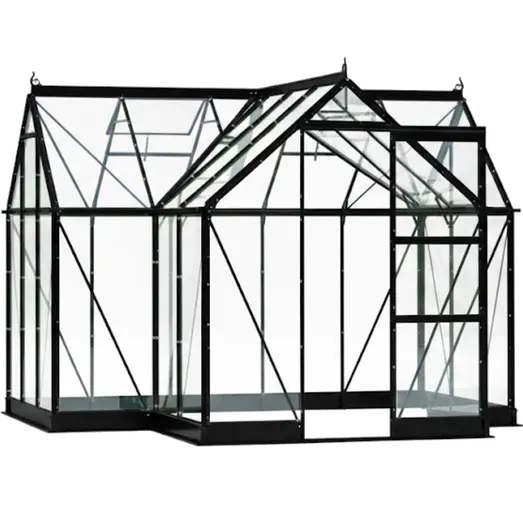 Halls ICON Gardenhouse 6 8,6 m² sort m/3 mm hærdet glas og fundament