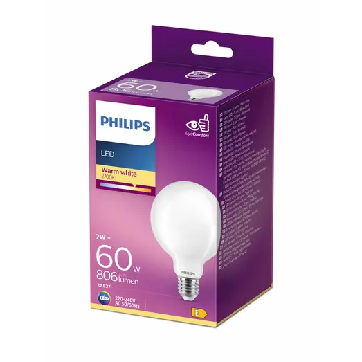 Philips Globe LED pære E27 60W 1 pack