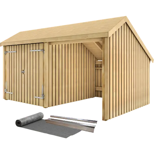 Plus Multi havehus 10,5 m² 2 moduler med dobbeltdør og åben front