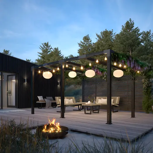 Plus Cubic Pergola 3 moduler med tokyo hegn sort