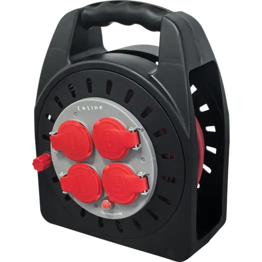 E-Line kabeltromle mini med 4 udtag 20 m