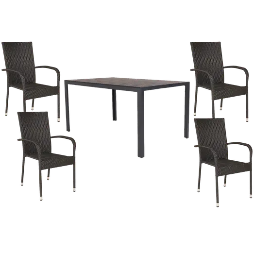 Guldborg/Nordsø havemøbelsæt med bord og 4 stole sort