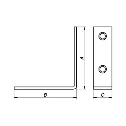 PN vinkelbeslag 67x67x20x2,5 mm. elforzinket