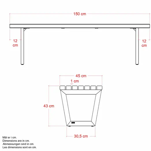 PLUS Siesta Living bænk/bord 150 cm sort