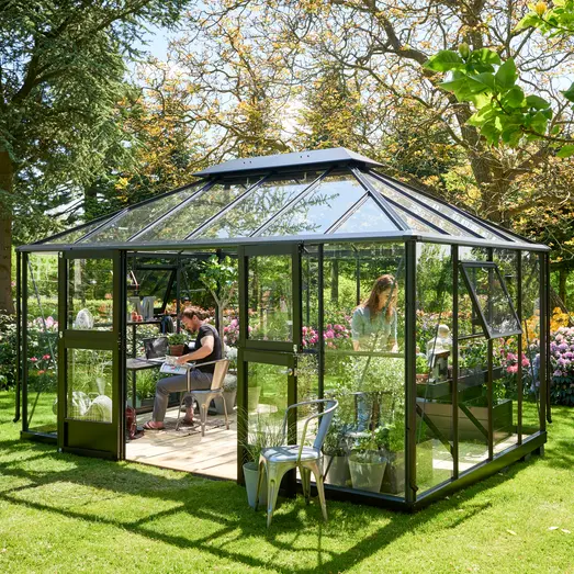 Juliana Gran Oase drivhus 13 m² antracit/sort m/3 mm hærdet glas
