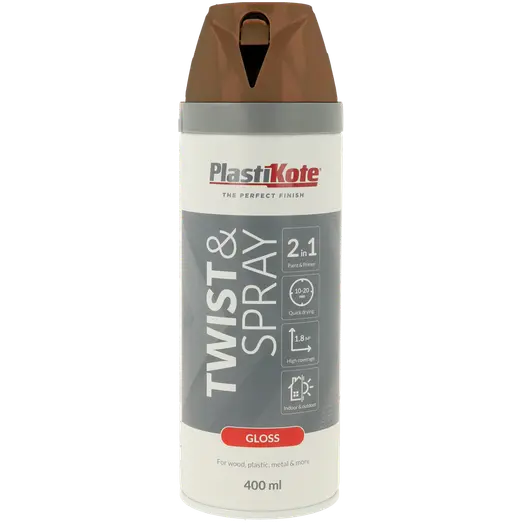 Plasti-Kote twist spraymaling 400 ml blank kastanjebrun