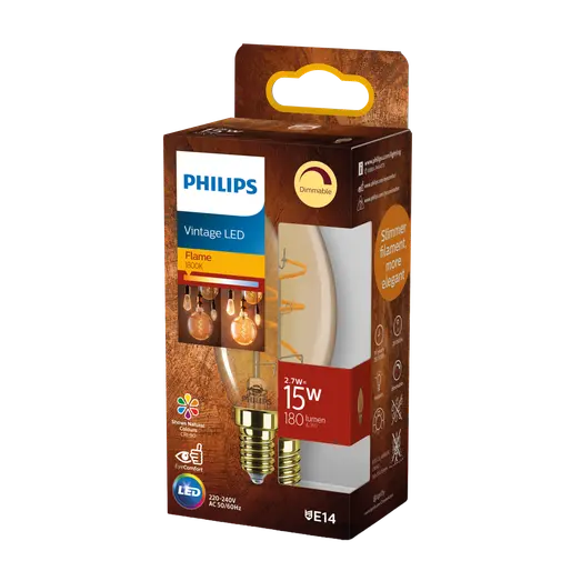 Philips LED 835 kertepære 15W 1800K E14
