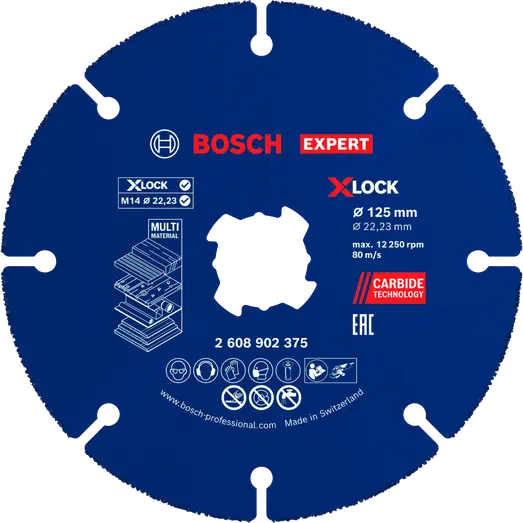 Bosch EXPERT Multi Material skæreskive i hårdmetal, 125 x 22,23 mm, X-Lock 