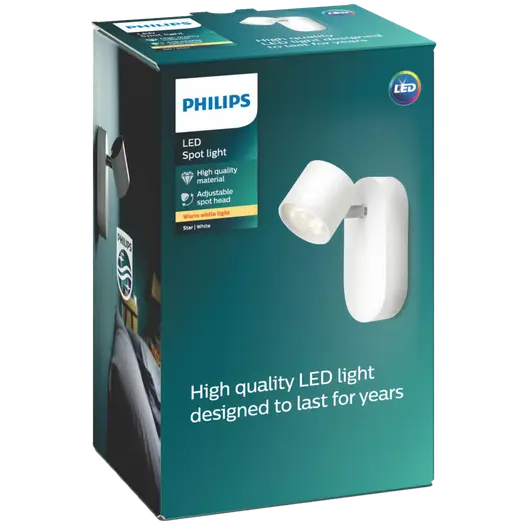 Philips myLiving Star LED spot 1x4W hvid