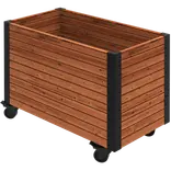 PLUS Cubic Living plantekasse m/hjul ThermoWood® Gyldenbrun/Sort 87×47×65,5 cm