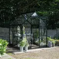 Halls ICON 6 3,7 m² sort m/3 mm delt glas og fundament