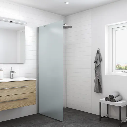 Scanbad brusevæg D 79x197,8cm børstet satin/isglas