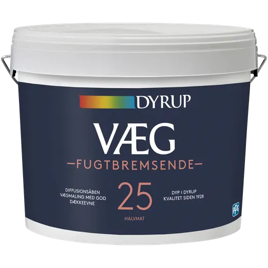 Dyrup vægmaling fugtbremsende 25 hvid 4,5 L