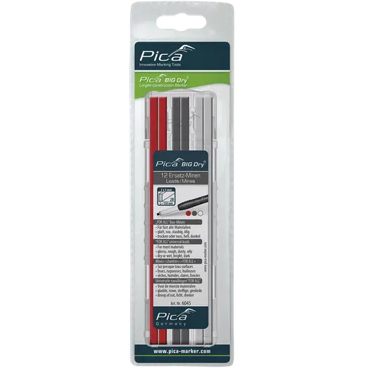 Pica big dry refill 4 grafit + 4 hvid + 4 rød