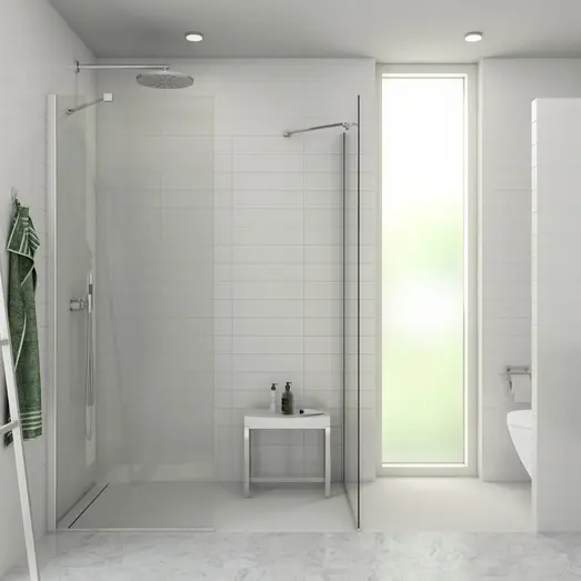 Scanbad brusevæg D 89x197,8cm børstet satin/klart glas