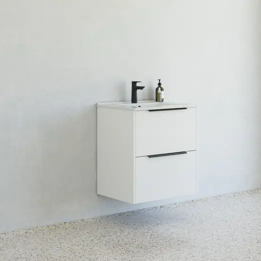 Scanbad NOW vaskeskab m/to skuffer 65,8x45,5 mat hvid stribet front