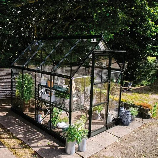 Halls ICON 6 drivhus 4,9 m² (6'x8') sort m/3 mm delt glas