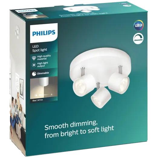 Philips Star LED spot 3x4W hvid