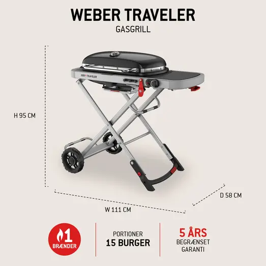Weber Traveler gasgrill sort
