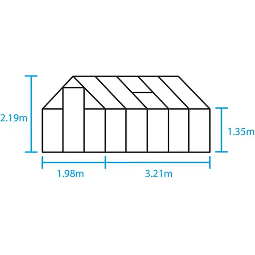 Halls Qube 610 drivhus sort med hærdet glas 6,4 m²