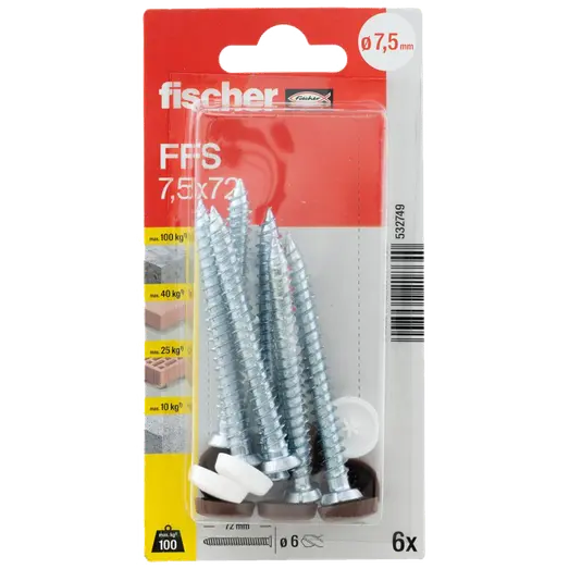 Fischer FFS karmskrue m/hoved 7,5 6 stk