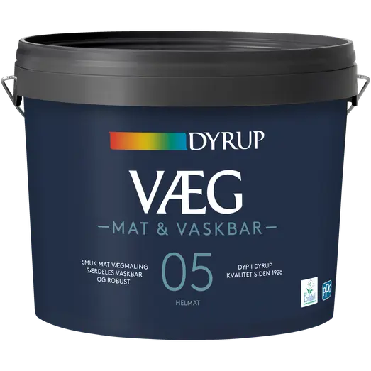 Dyrup væg 05 mat & vaskbar hvid 4,5 L